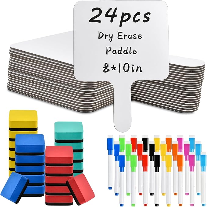 24 Pcs Dry Erase Answer Paddle, 10 x 8 Inch Auction Paddles by Unknown