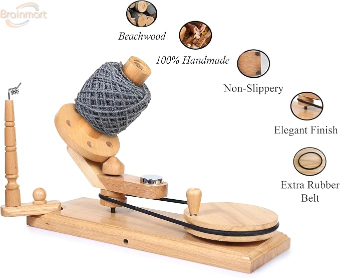 Yarn Winder – Large Handcrafted Wooden Ball Winder - Image 3