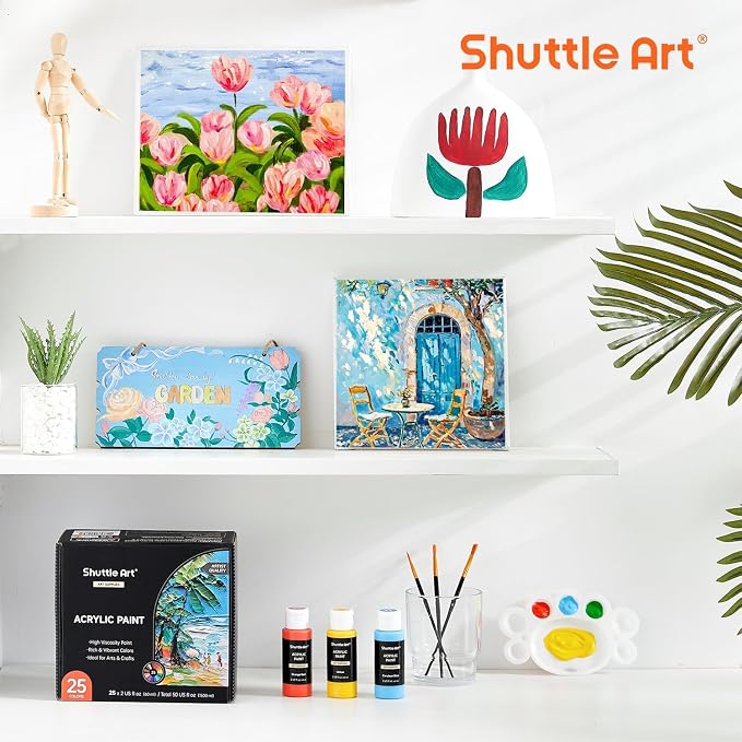 Shuttle Art Acrylic Paint, 25 Colors Acrylic Paint Set, 2oz/60ml Bottles - Image 7