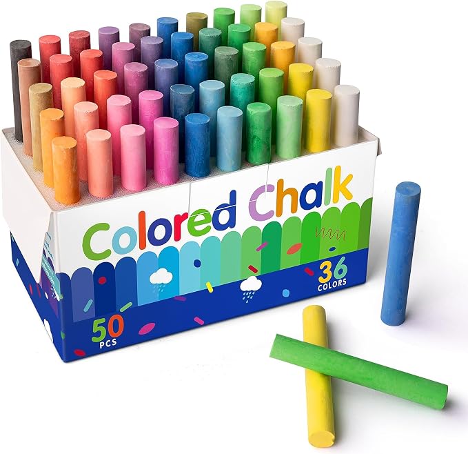 Colored Chalk 36 Colors 50 PCS | Non-Toxic Toddler Chalkboard Chalk by ChalKaachalk