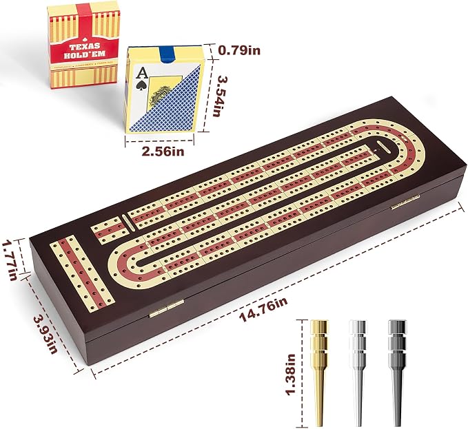 Cribbage Board Game Set, Premium Wooden Board - Image 2