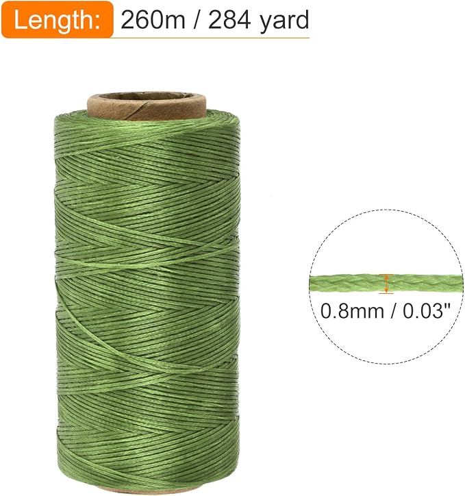 MECCANIXITY Waxed Thread, 284 Yard 0.8mm 150D Flat Wax Thread Polyester Waxed - Image 2
