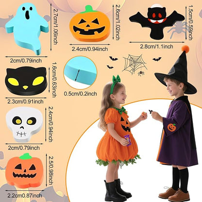 90 Pcs Halloween Mini Erasers for Kids, PLULON Goody Bag Fillers Pumpkin Black - Image 4