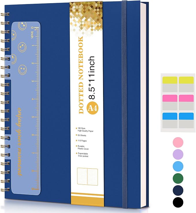 Dotted Notebook, Spiral Notebook Journal 8.5” x 11”, A4 Large Dot Grid Notebooks by UEBZFOCS
