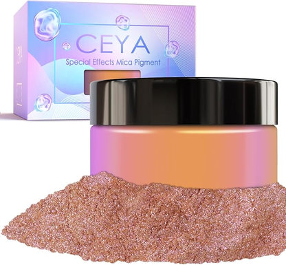 Ceya Chameleon Mica Powder, 1.8oz/ 50g Rosa Champagne Chrome Nail Powder by CEYA
