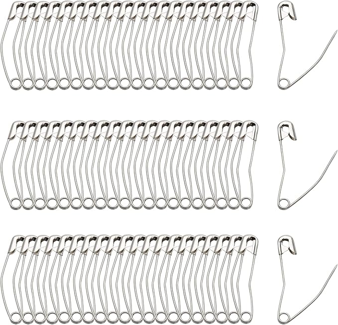 120Pcs Curved Safety Pins Size 2, 1.5" / 38mm Quilting Basting Pins, Bent by Qjaiune
