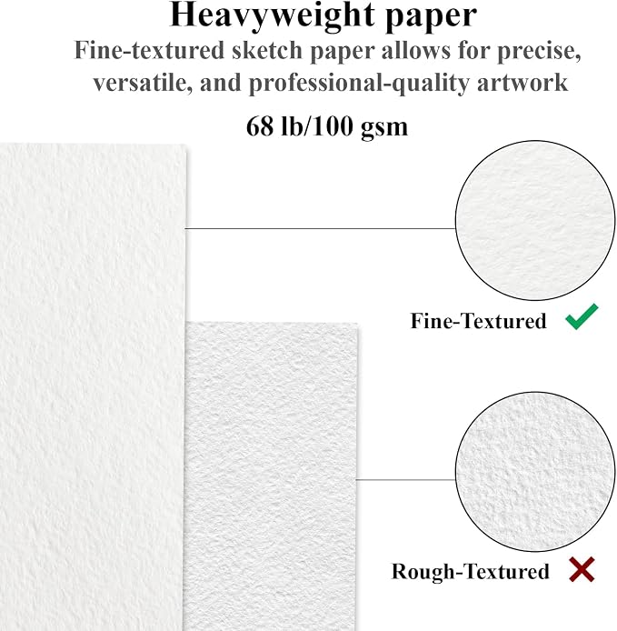 Fuxi Sketchbook 8.5x11, 100 Sheets Hard Cover Sketch Book 8.5" x 11", 68 - Image 3