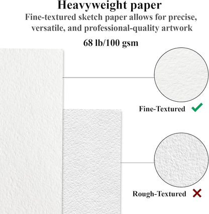 Fuxi Sketchbook 8.5x11, 100 Sheets Hard Cover Sketch Book 8.5" x 11", 68 - Image 3