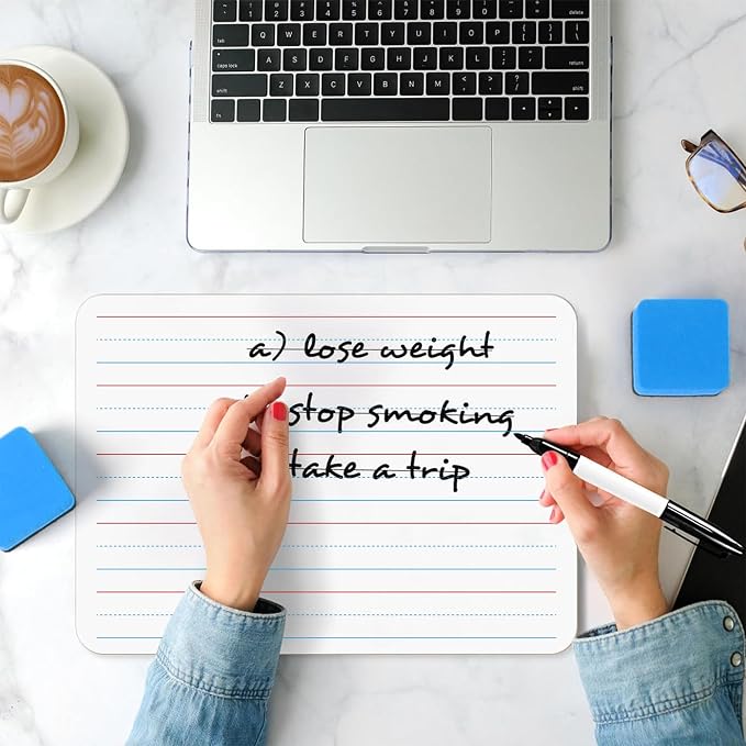 2pack 9x12 inches Dry Erase Board Lapboard Reusable Lined Erasable Ruled - Image 7