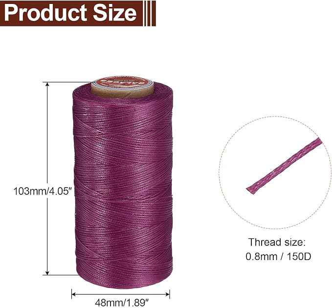uxcell Flat Leather Sewing Waxed Thread, 270m / 295 Yards Polyester Wax String - Image 2