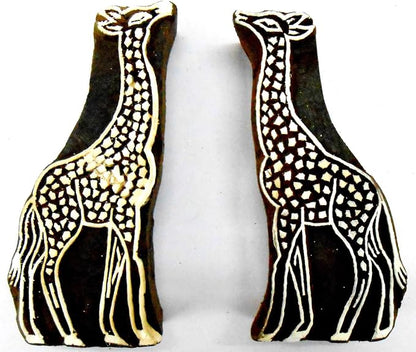 CraftsofIndia® Pair of Giraffe Wooden Blocks Stamps by CraftsofIndia