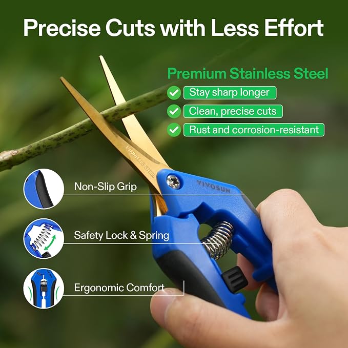 VIVOSUN 2-Pack Curved Gardening Scissors 6.5 Inch Hand Pruner Shear - Image 4