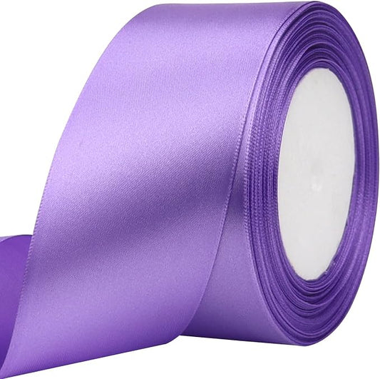 Light Purple Solid Satin Ribbon 2 Inch 25 Yards Solid Polyester Fabric Ribbon by Riunbb