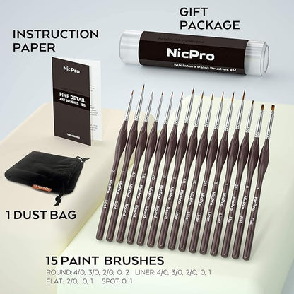 Nicpro 15 PCS Micro Fine Detail Paint Brush Set, Small Miniature Fine Tip - Image 7