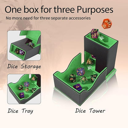 Dice Tower and Tray, Portable Commander Deck Box, Foldable Dice Storage Box - Image 2