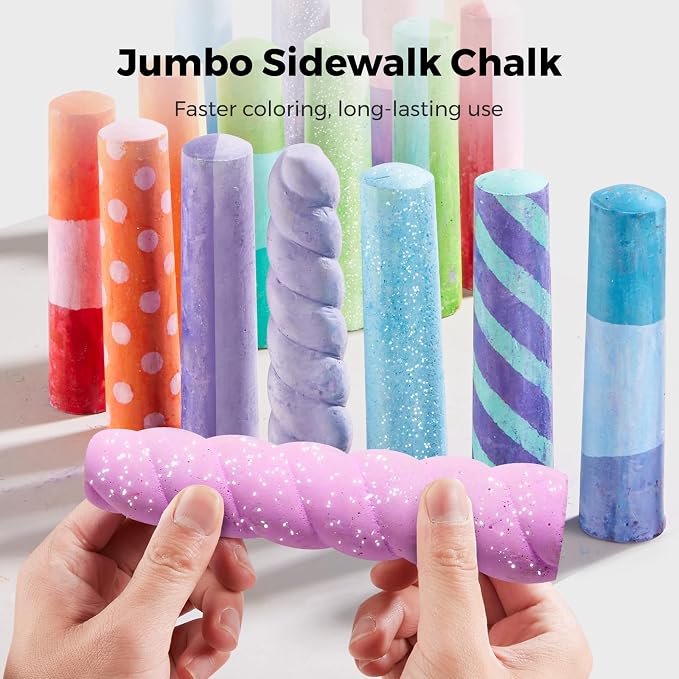 Jar Melo 38 PCS Sidewalk Chalk for Kids- Colored Sidewalk Chalk - Image 2