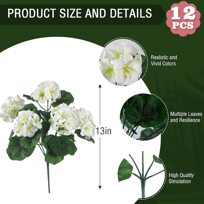 Hananona Artificial Geranium Flowers - Image 3