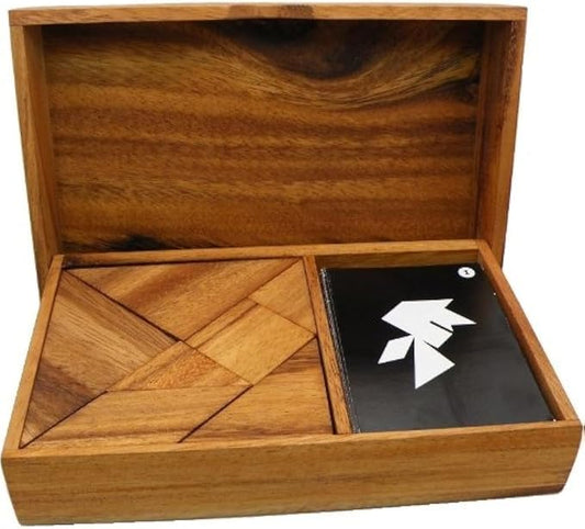 Logic Tangram Set with Play Cards Wooden Puzzle Game by WinsharePuzzlesandGames