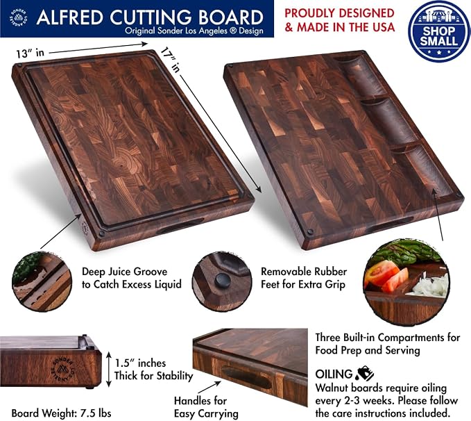 Sonder Los Angeles Alfred Cutting Board Made in USA | Black Walnut End Grain - Image 2