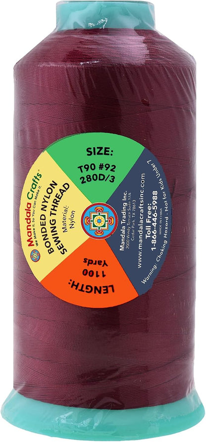 Mandala Crafts Bonded Nylon Thread Wine Heavy Duty Sewing Threads - Image 3