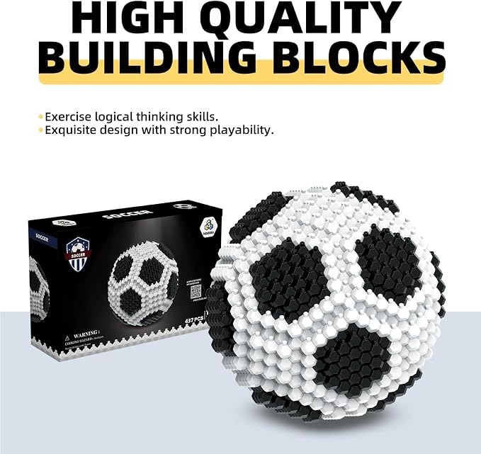 Soccer Building Block Set, Adults challenging STEM Block Decorations, Miniature - Image 4