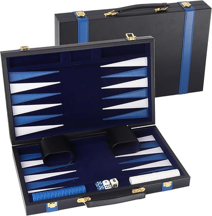 GSE Games & Sports Expert Premium Leather Backgammon Board Game Set, Classic by GSEGamesSportsExpert