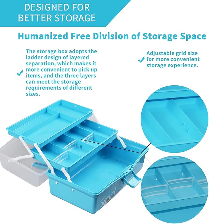 12in Three-Layer Multipurpose Storage Box Organizer Folding Tool Box/Art & - Image 4