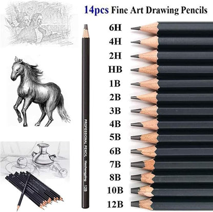 Heshengping, Sketching and Drawing Pencils Set-26pcs, Art Supplies Drawing Kit - Image 2