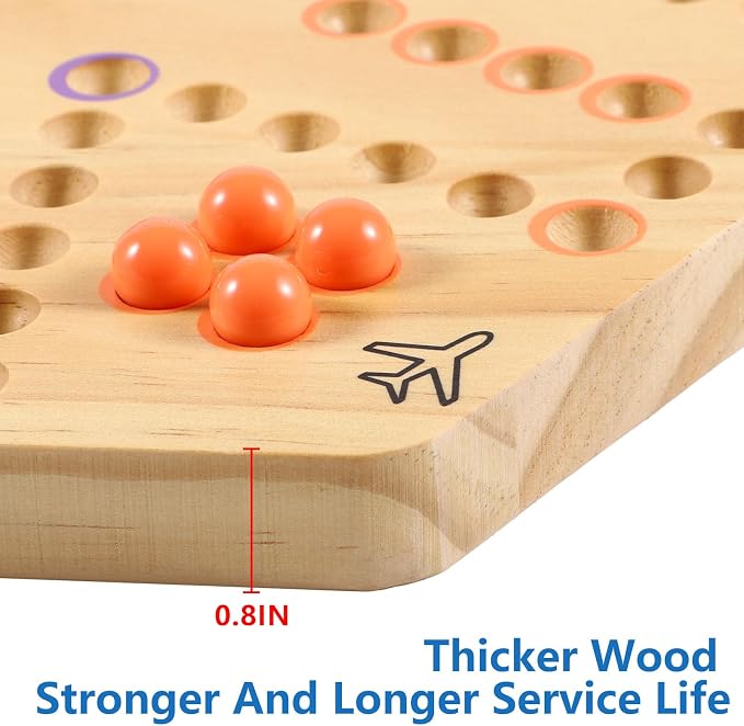Original Marble Game Wahoo Board Game Double Sided Painted Wooden Fast Track - Image 4