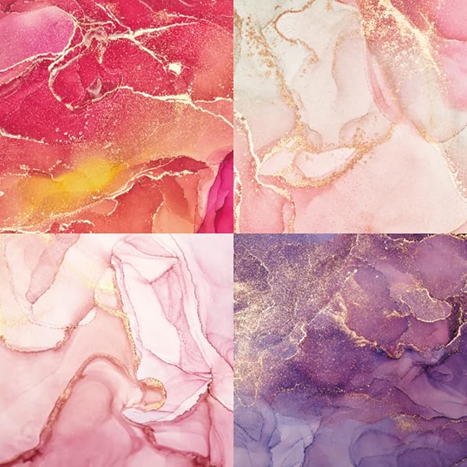 Colored Marble Scrapbook Paper Pad 6x6 – Rose Pink Purple Gold Patterned Paper - Image 4