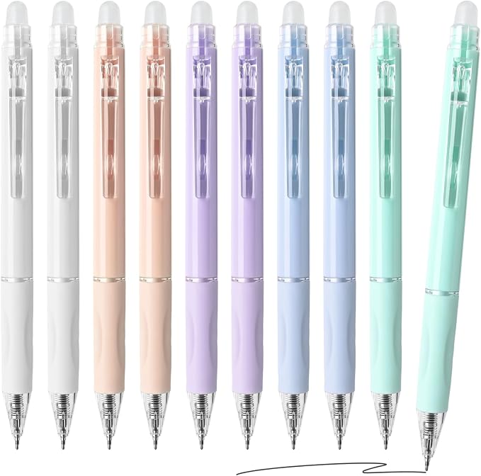 Temiary 10 Pcs Retractable Erasable Gel Pens, Fine Point 0.5 mm, Make Mistakes by Temiary