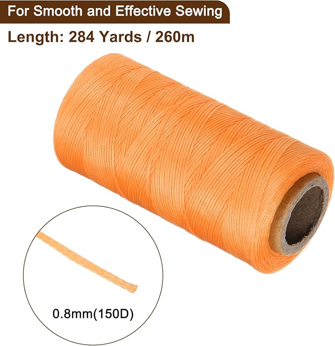 uxcell Leather Sewing Waxed Thread, 284 Yards / 260m 0.8mm 150D Flat Polyester - Image 2