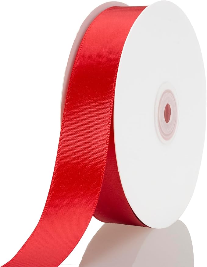 1 Inch Red Ribbon, 50 Yards Craft Polyester Satin Ribbon Perfect by Unknown