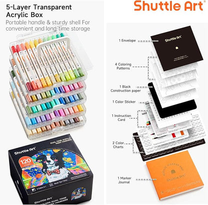 Shuttle Art 60 Pack Dual Tone Acrylic Paint Markers, 120 Colors Acrylic Paint - Image 3