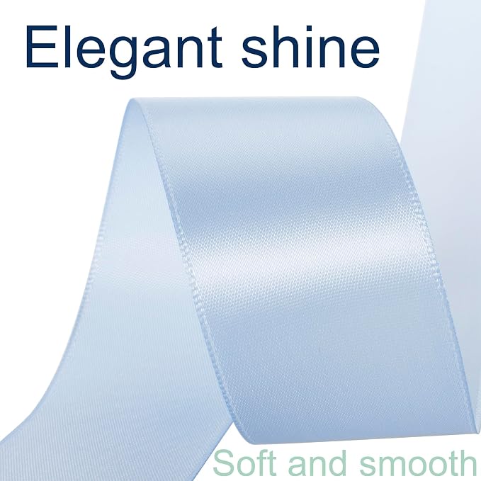1-1/2 Inch Baby Blue Ribbon, 50 Yards Craft Polyester Satin Ribbon Perfect - Image 3
