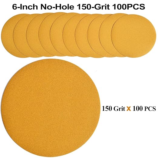 6-Inch No-Hole Hook and Loop Sanding Discs 150-Grit, Random Orbital Sandpaper - Image 2