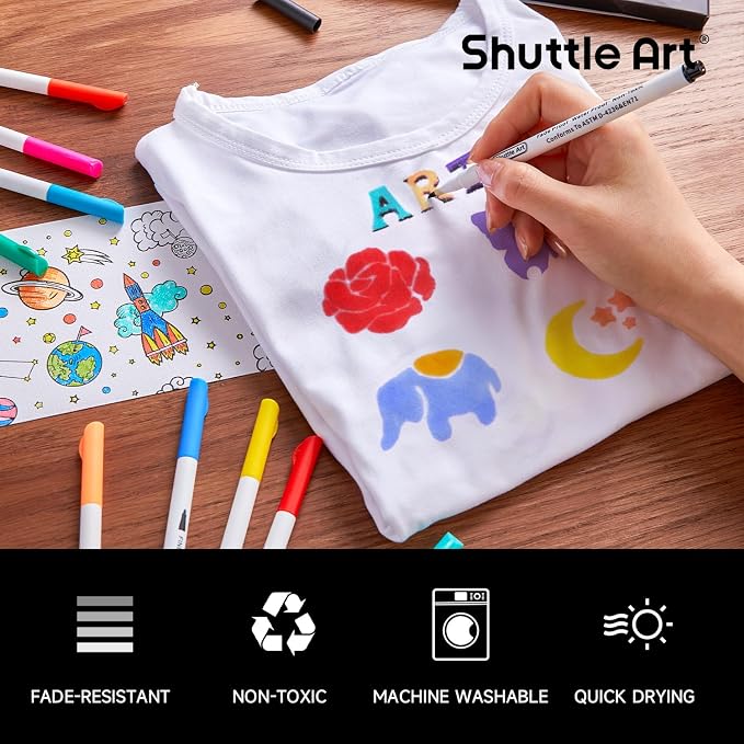 Shuttle Art 28 Colors Fabric Markers, Shirt Permanent Markers - Image 4