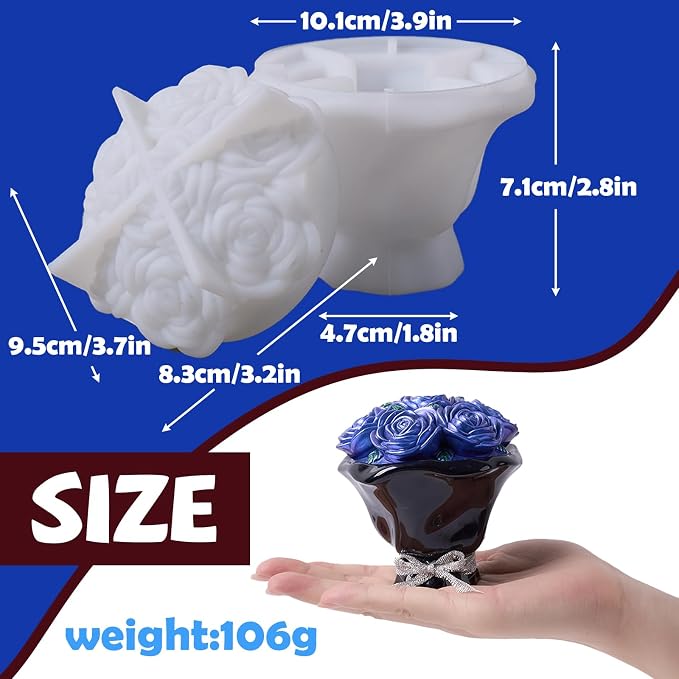 Epoxy Resin Storage Box Silicone Molds A Bouquet of Roses Jar - Image 2