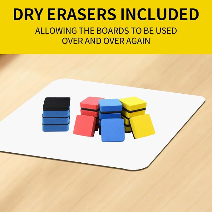 6 Pack Dry Erase Boards Classroom Pack Mini White Boards 9" x12”, Double Sided - Image 3