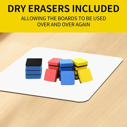 6 Pack Dry Erase Boards Classroom Pack Mini White Boards 9" x12”, Double Sided - Image 3