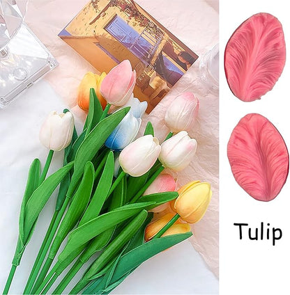 Gumpaste Flower Silicone Veiner Mold 8 Set, Fondant Flower Mold Leaf Tulip - Image 8