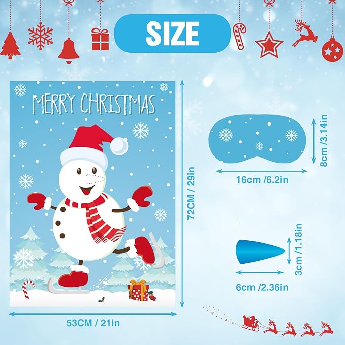 ASTARON Pin The Snowman Nose Christmas Pin The Tail Party Games Activities - Image 2
