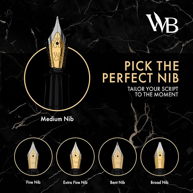 Wordsworth & Black Fountain Pen Set, Medium Nib, Includes 6 Ink Cartridges and - Image 4