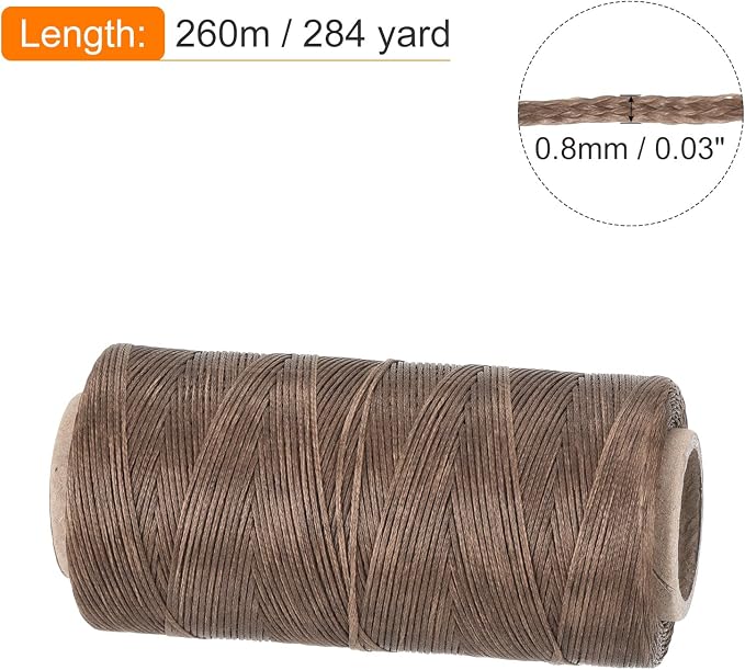 MECCANIXITY Waxed Thread, 284 Yard 0.8mm 150D Flat Wax Thread Polyester Waxed - Image 2