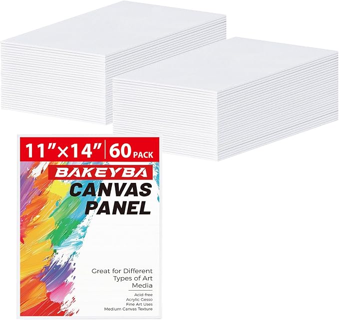 Canvas Boards for Painting 60 Pack, 11x14 Inch Canvas Panels White Blank 100% by Unknown