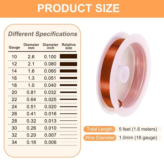 HARFINGTON 5ft Jewelry Wire, 18 Gauge Brass Craft Soft Metal Tarnish Resistant - Image 2