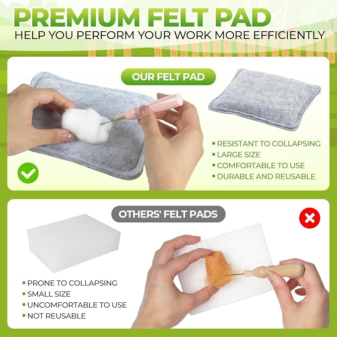 MOREJMTT Needle Felting Kit, Wool Felt Needle Felting Tools Foam Pad, Craft - Image 5