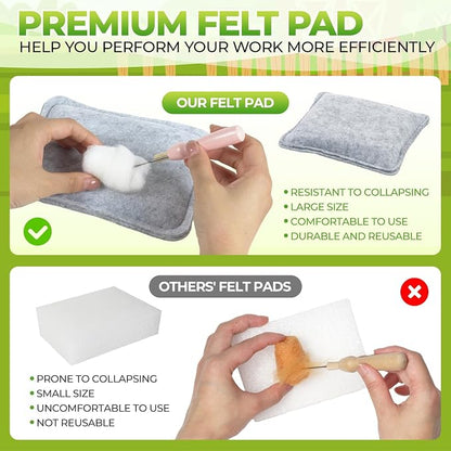 MOREJMTT Needle Felting Kit, Wool Felt Needle Felting Tools Foam Pad, Craft - Image 5