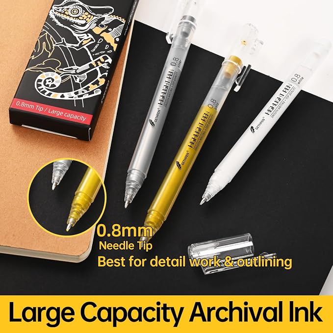0.8mm Gold Gel Pens 3-Pack – Extra Fine Point Opaque Ink - Image 2