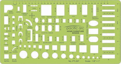 Pacific Arc, Furniture Template, 1/8 inch Scale. Drawing aid Stencil by PacificArc